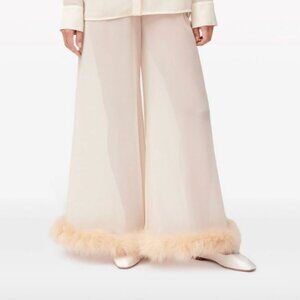 Sleeper Feather-Trim Cuffs Pajama Pants